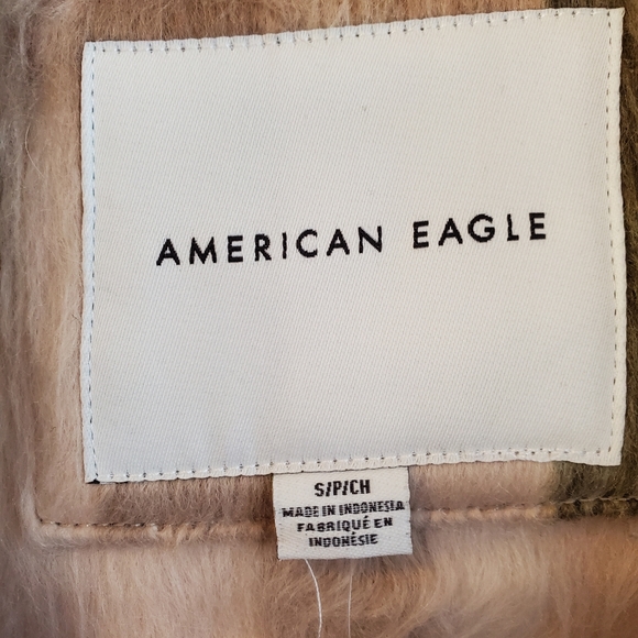 American Eagle Brushed Check Oversized Shacket Coat Size Small - Picture 3 of 11